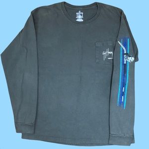 Guy Harvey Size Large Gray Sweatshirt marlin Yacht boat ocean fish big print